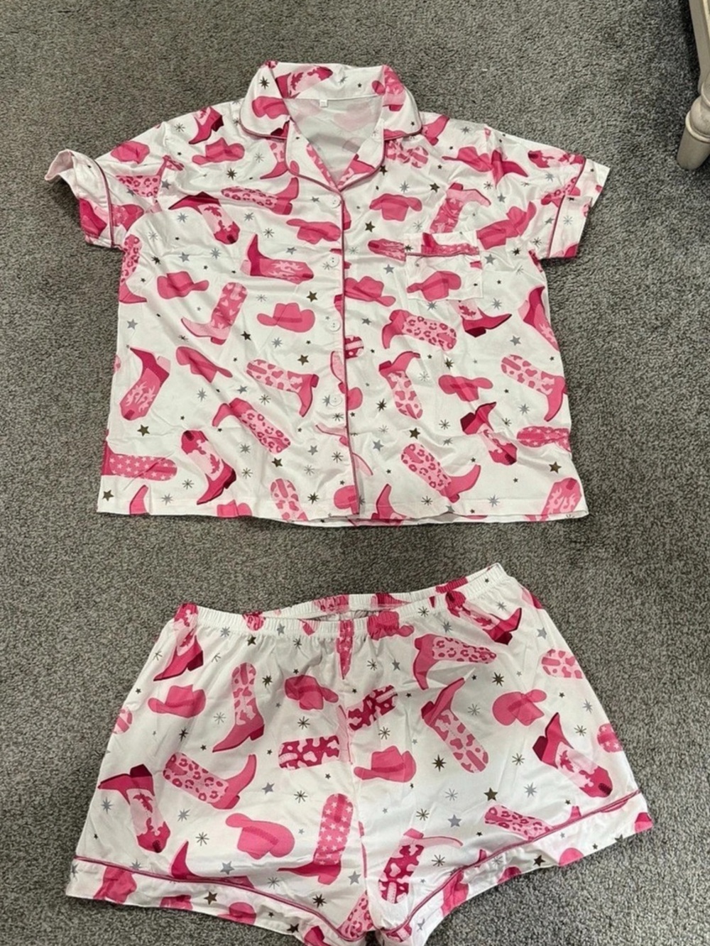 Pink & White โcowgirlโ Pajama Set